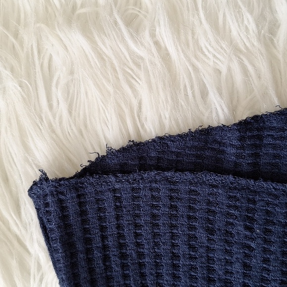 Chaser Dark Blue Cutout Waffle Knit Tee - Picture 7 of 13